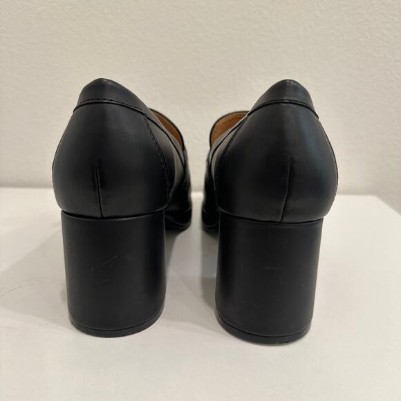 Nine West Tamsey3 Black Chunky Loafers Heels Size 10M USA Casual Preppy Classic - Picture 3 of 8